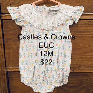 Castles & Crowns Baby Romper with Floral Print